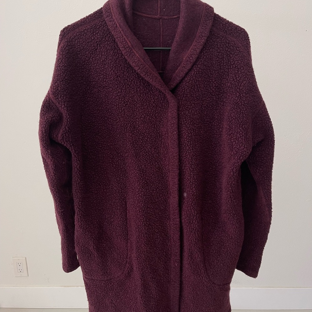 Lululemon Cozy Plush Longline Sherpa Coat - Deep Plum